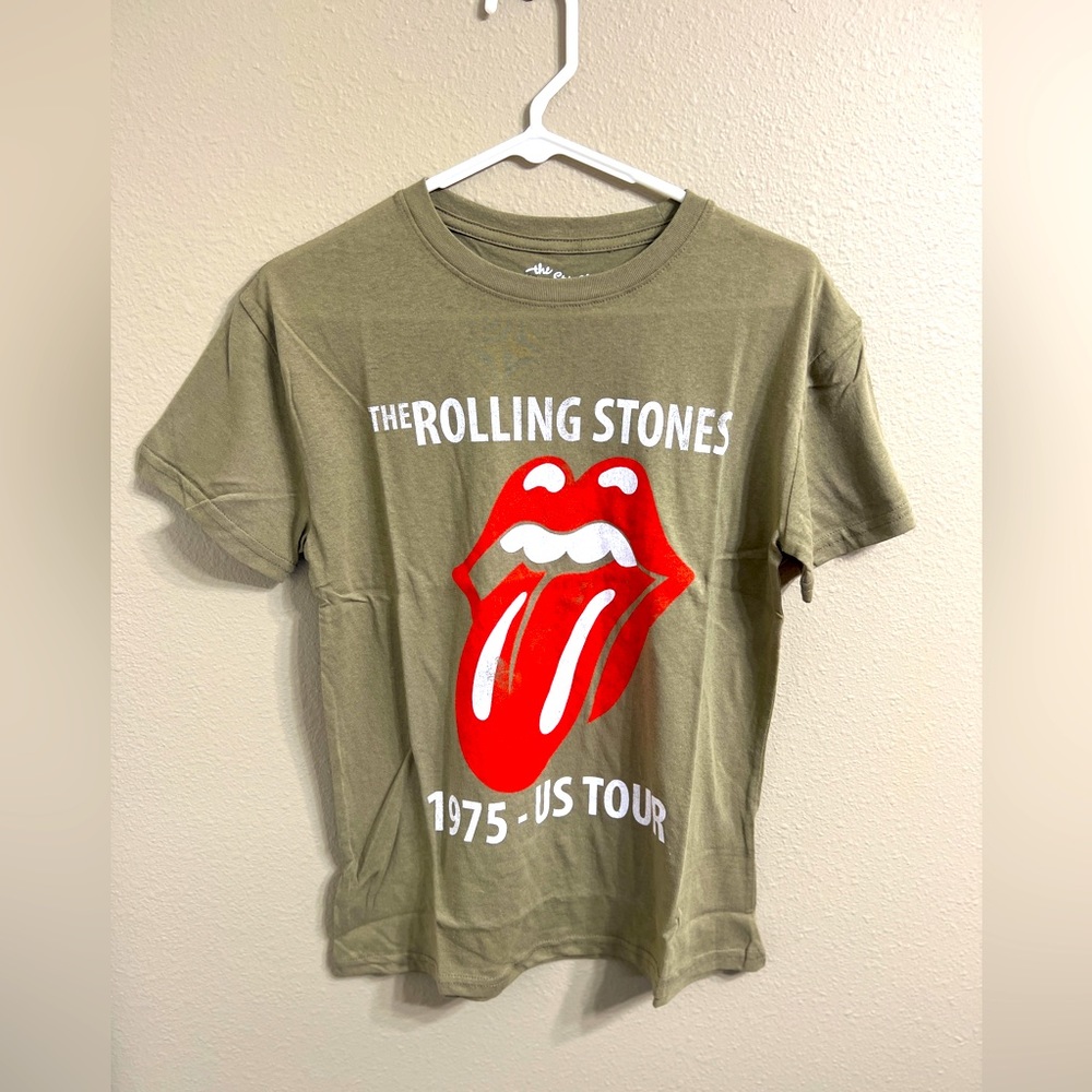 The Rolling Stones 1975 USA Tour Olive Green Small Cotton 70s Band